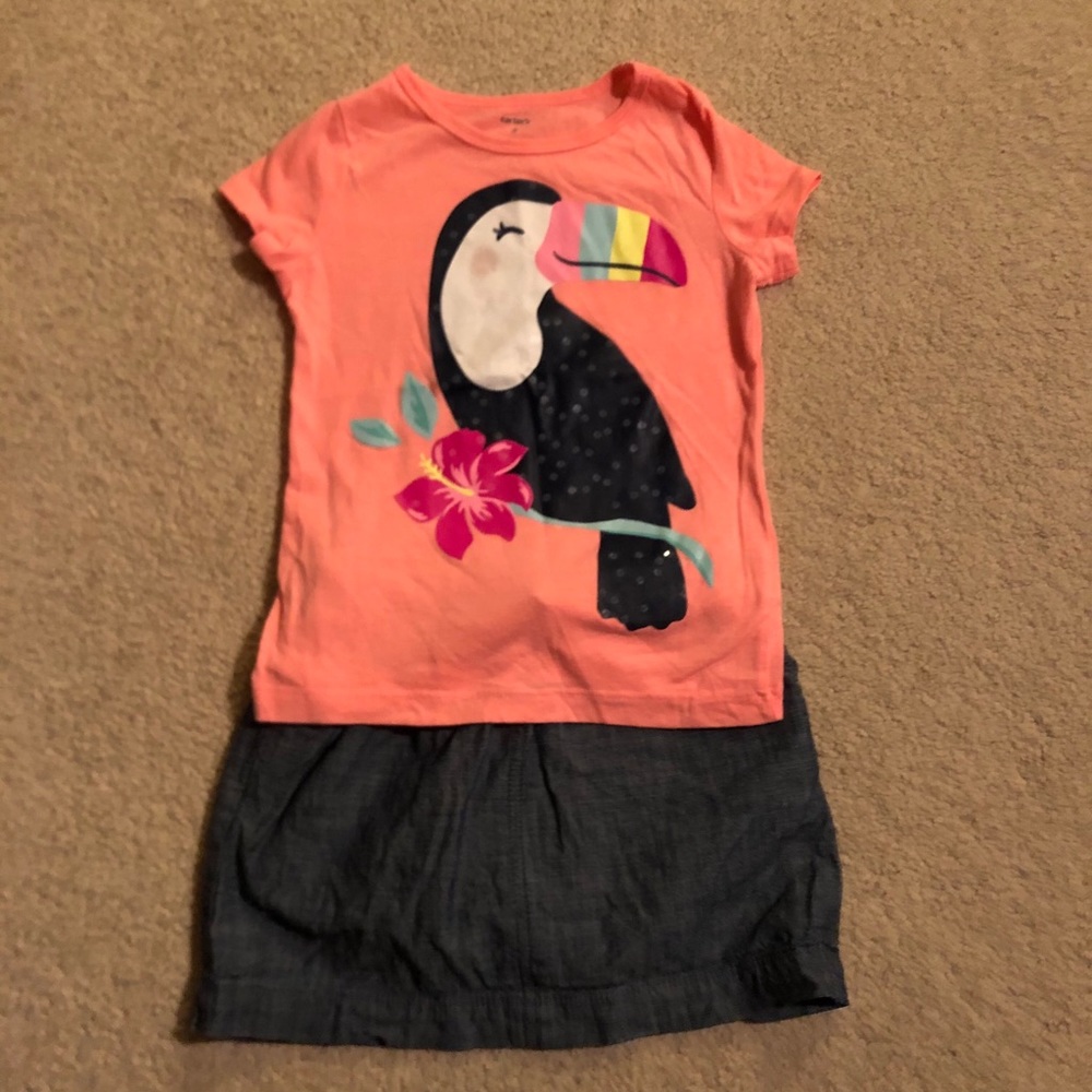 Toucan T-shirt with Chambray Skort